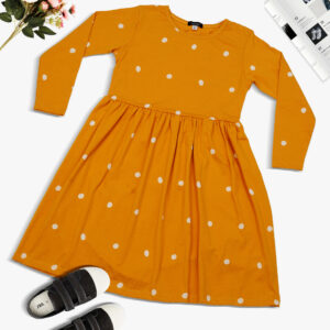 COTTON FINE SOLID DRESS - YELLOW